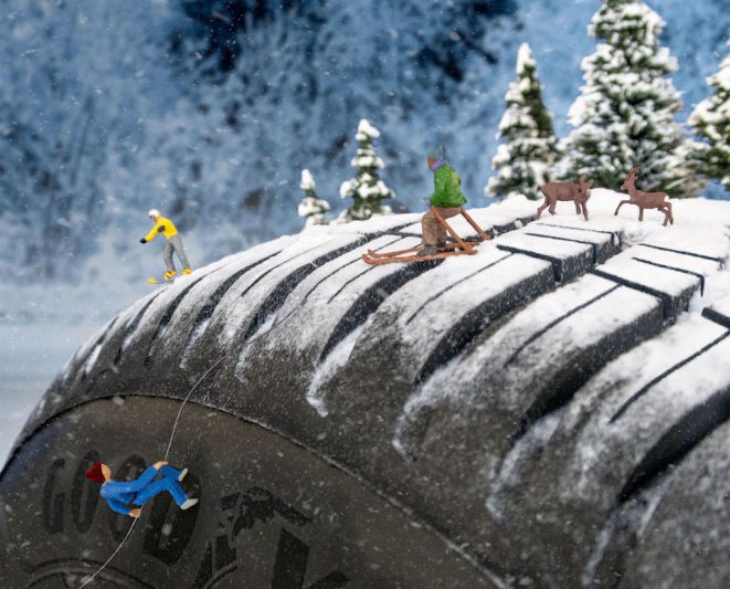 Winter tires work well in the snow or slipper surfaces.